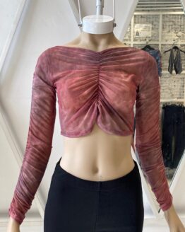TOP ML TUL ANIMAL/VINTAGE CON FRUNCE