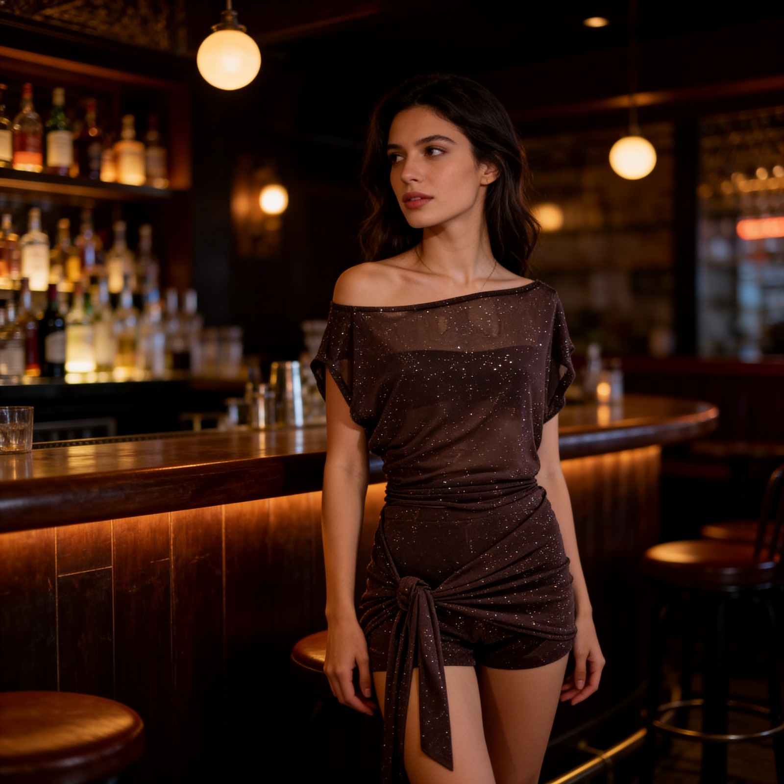 TOP GLITTET HOMBRO CAIDO