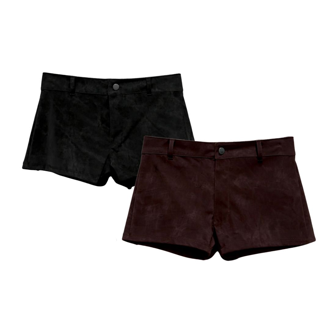 SHORT CUERINA VINTAGE CON BOTON