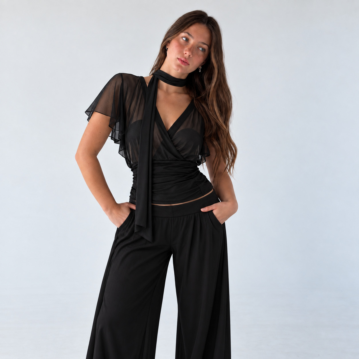 BLUSA TUL CON CORBATIN